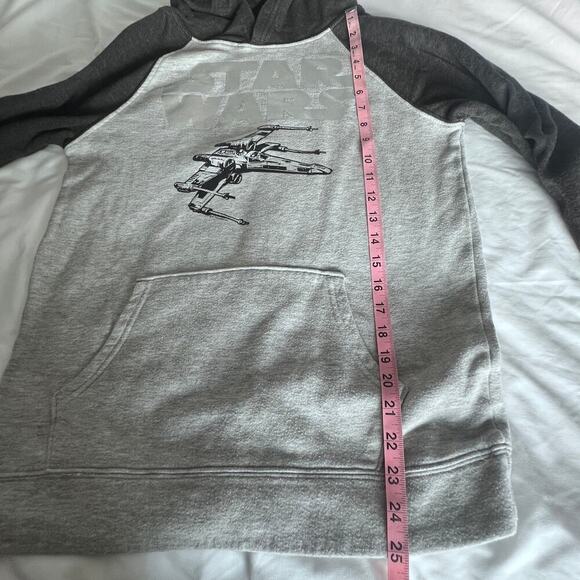 ✨Star Wars Kids Hoodie XL X-Wing Fighter Graphic Gray Black Pullover Sweatshirt - Picture 6 of 6